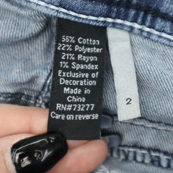 Casual Pants Womens 2 Blue Denim Flat Front Flare Stretch Pockets Jeans Bottoms - Picture 2 of 14